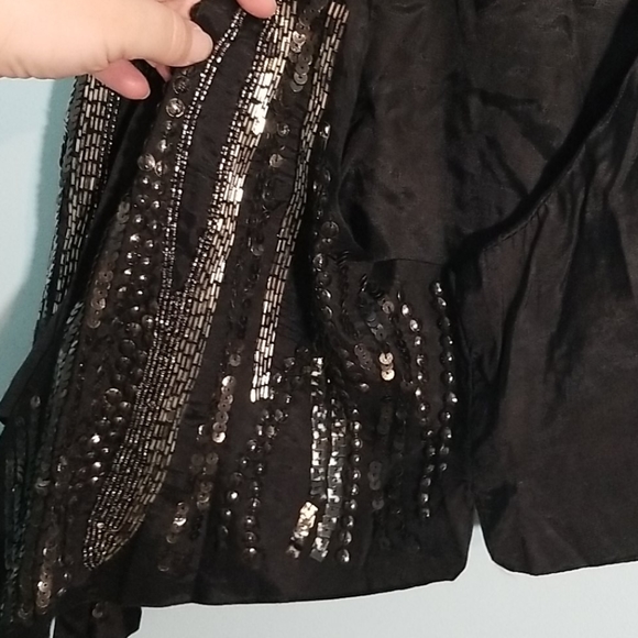 Suzy Shier black open vest with sequins/beads XL - Picture 5 of 8